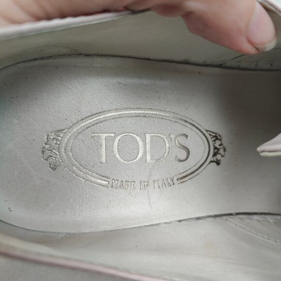 Tod's Sneaker Espadrilles Womens 39.5 Pink Leather Slip On Preppy Designer - Picture 8 of 11